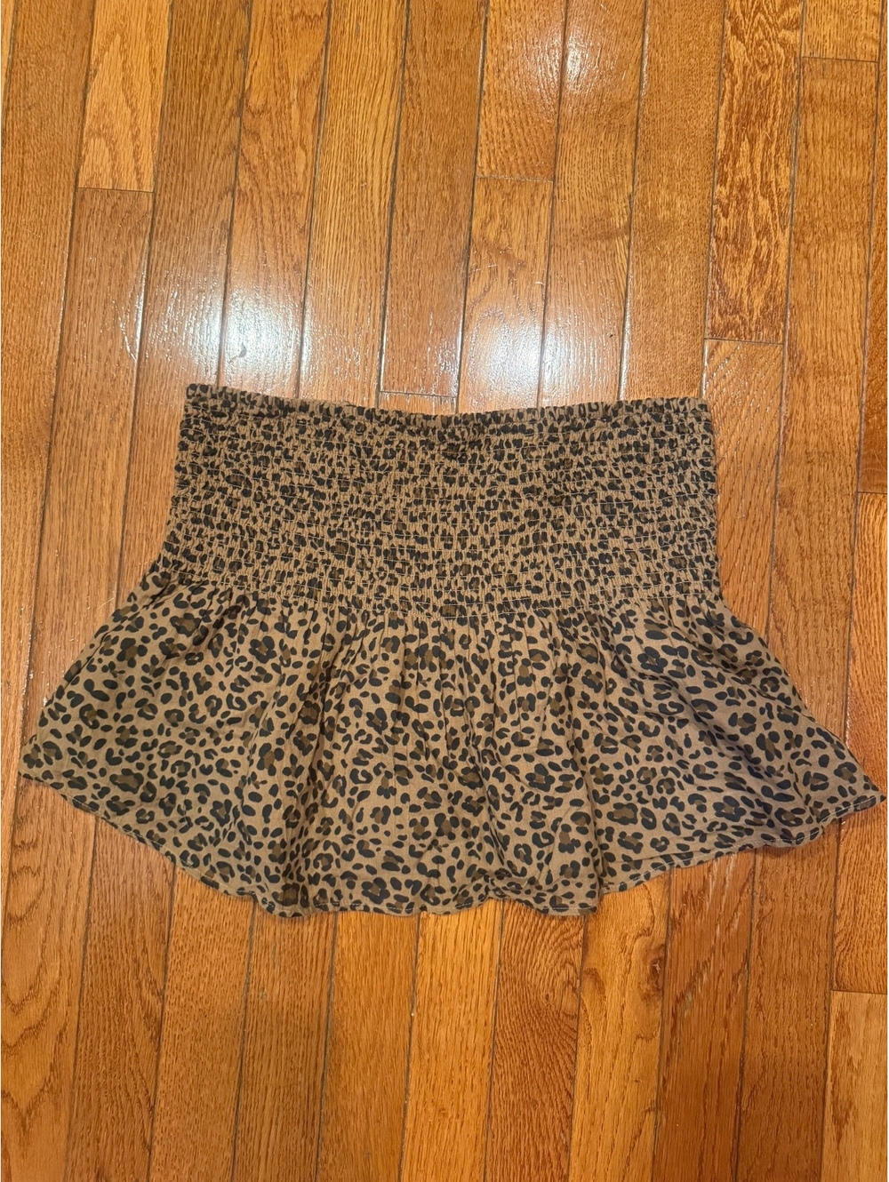 American Eagle Leopard Print Smoked Tube Top Peplum Size M